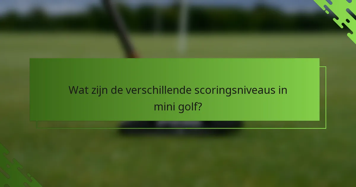 Wat zijn de verschillende scoringsniveaus in mini golf?